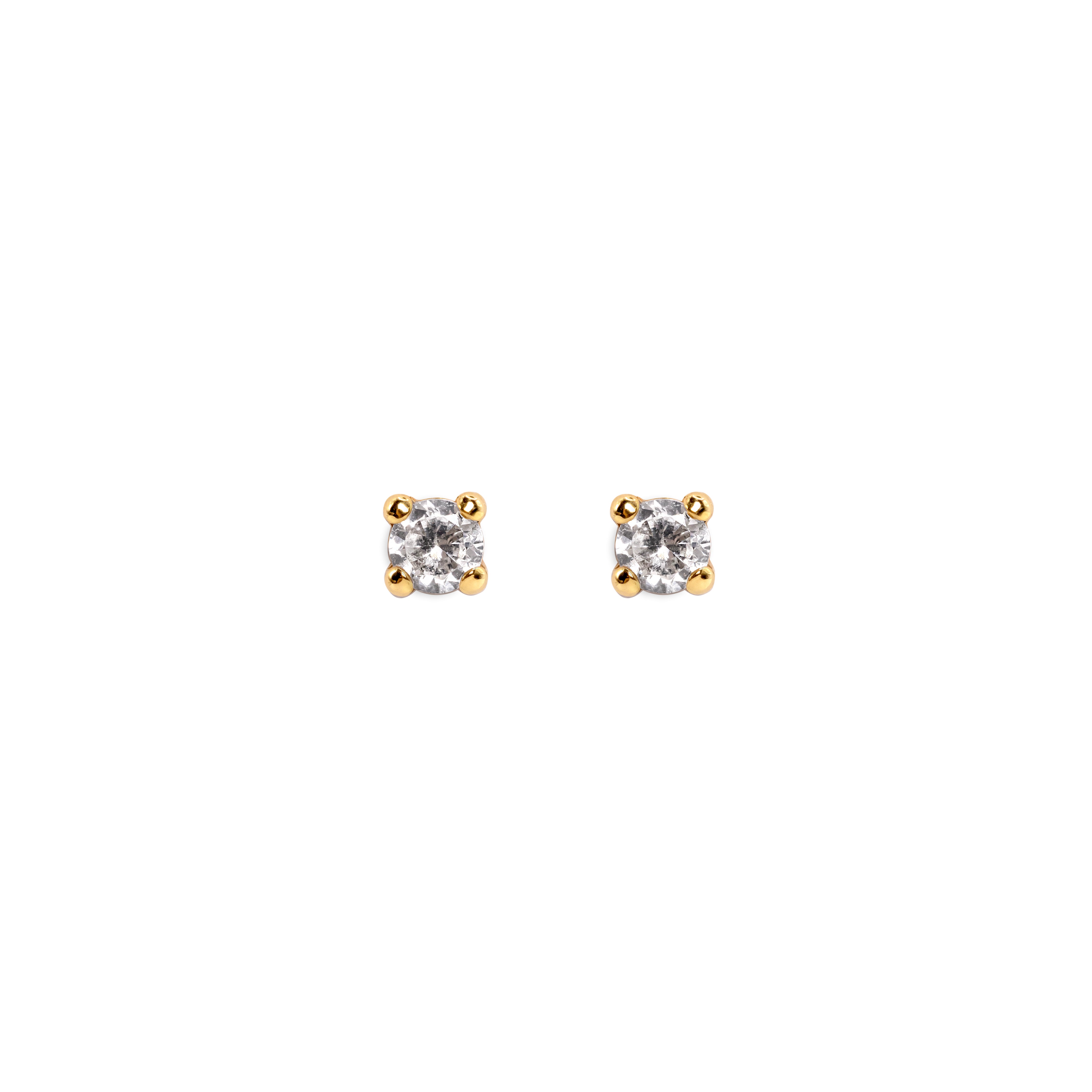 Pendientes solitario 3.5mm oro amarillo 18 kts