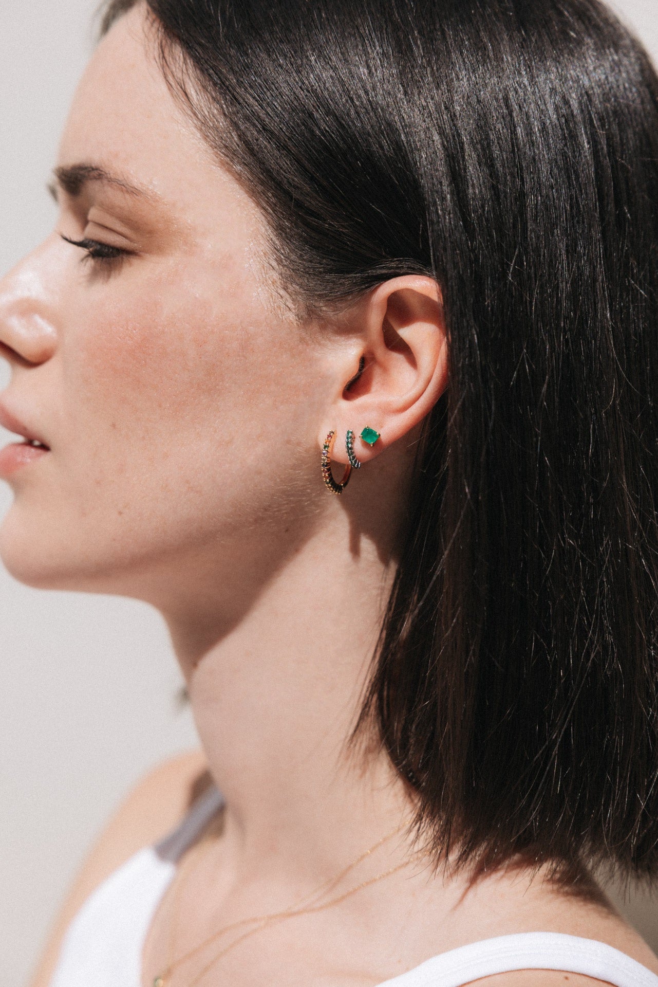 Pendiente Individual Baguette Esmeralda