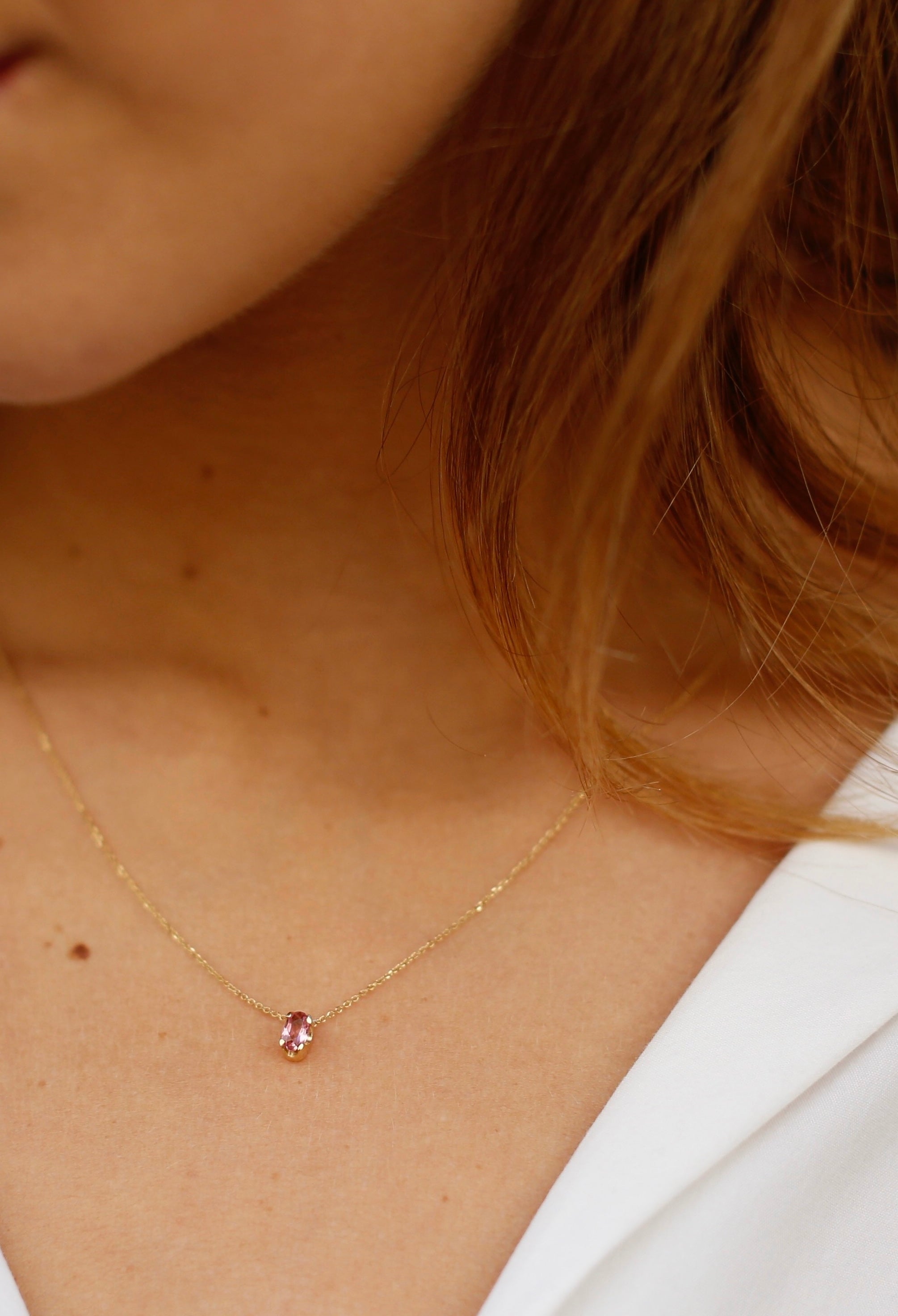 Collar oro 18kts Turmalina rosa