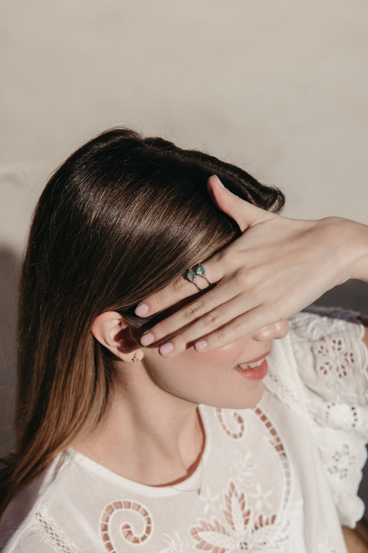 Aguamarina con seis diamantes en oro18k
