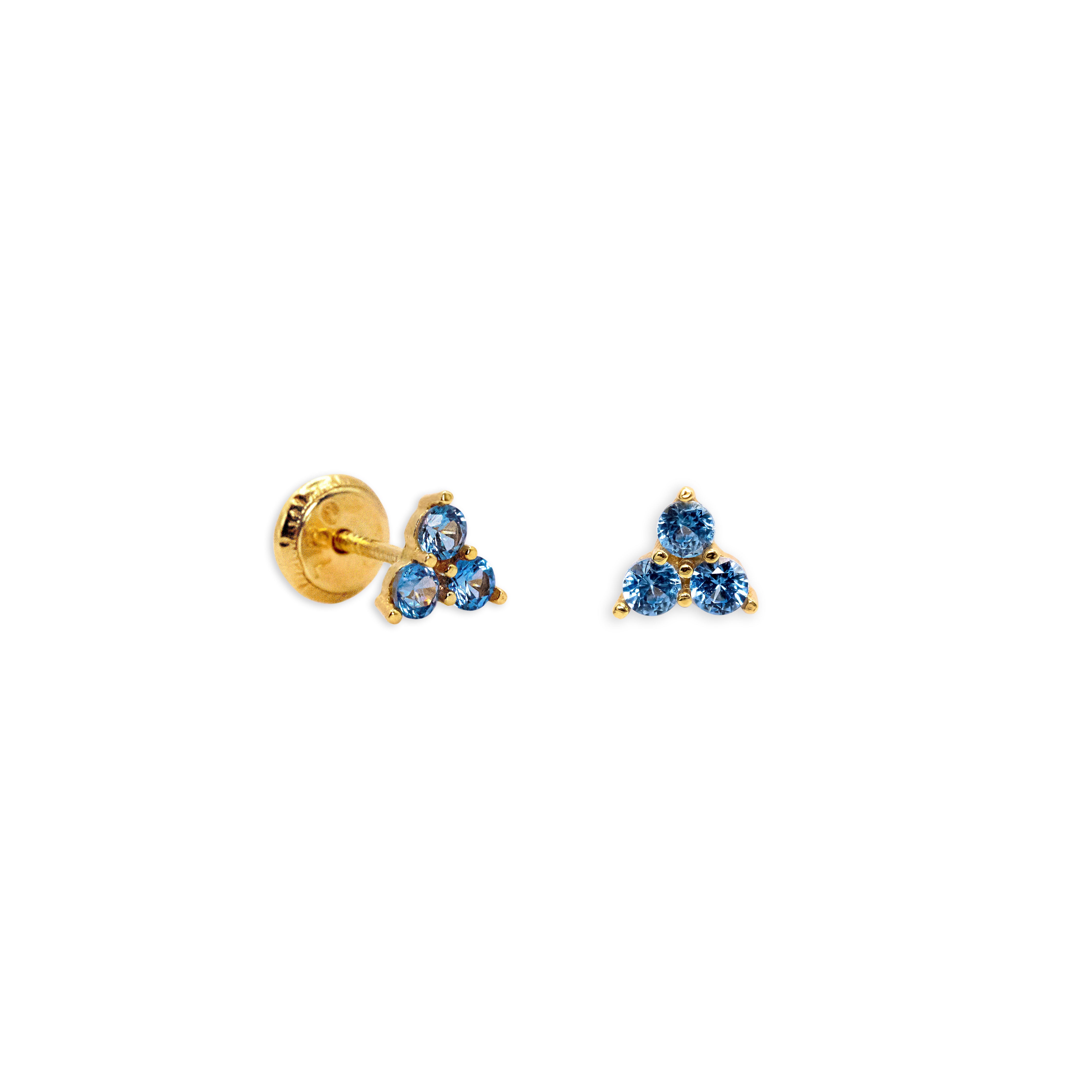 Pendientes Aguamarinas Trebol Oro 18 kt