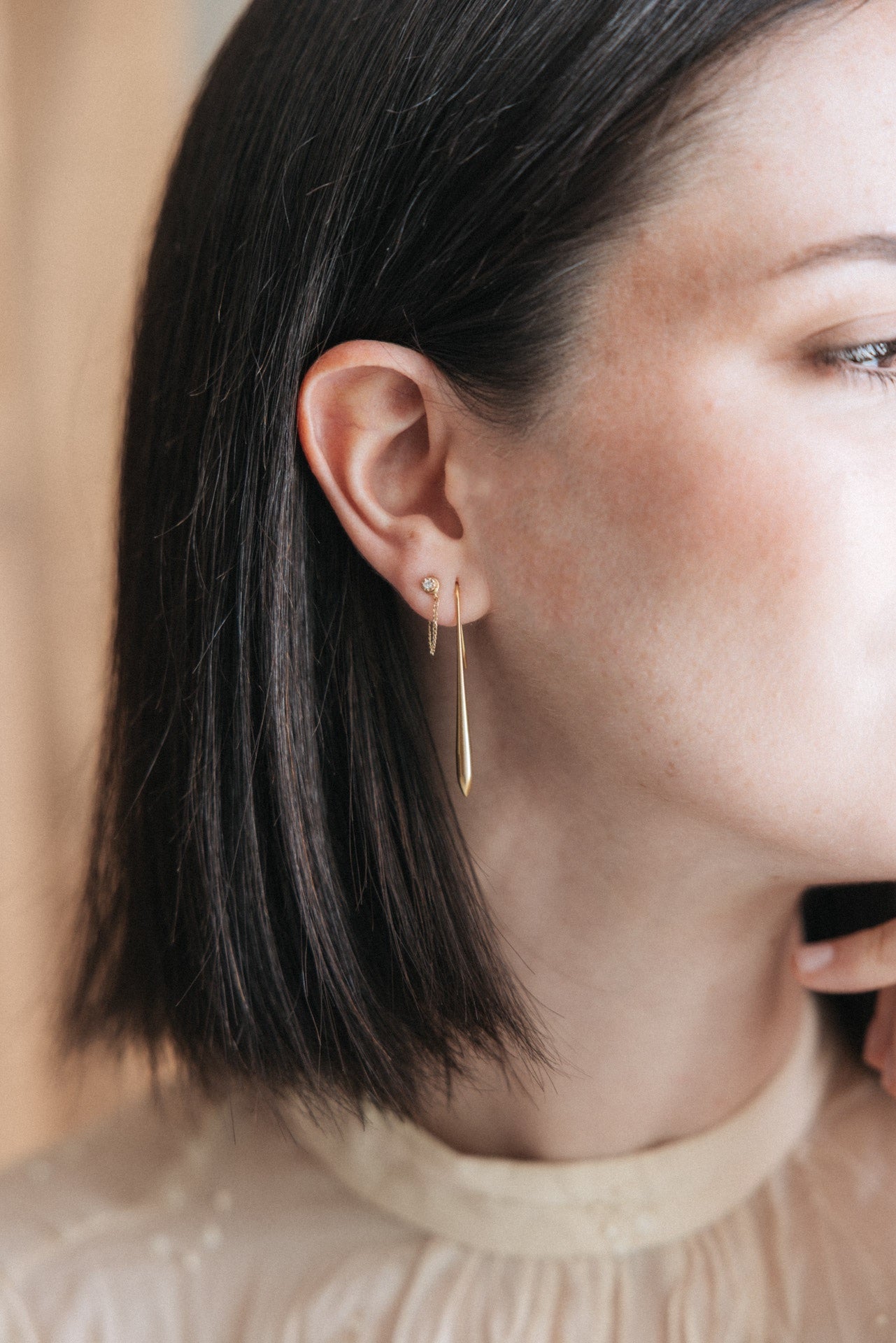 Pendiente Nihon cadena oro 18kt