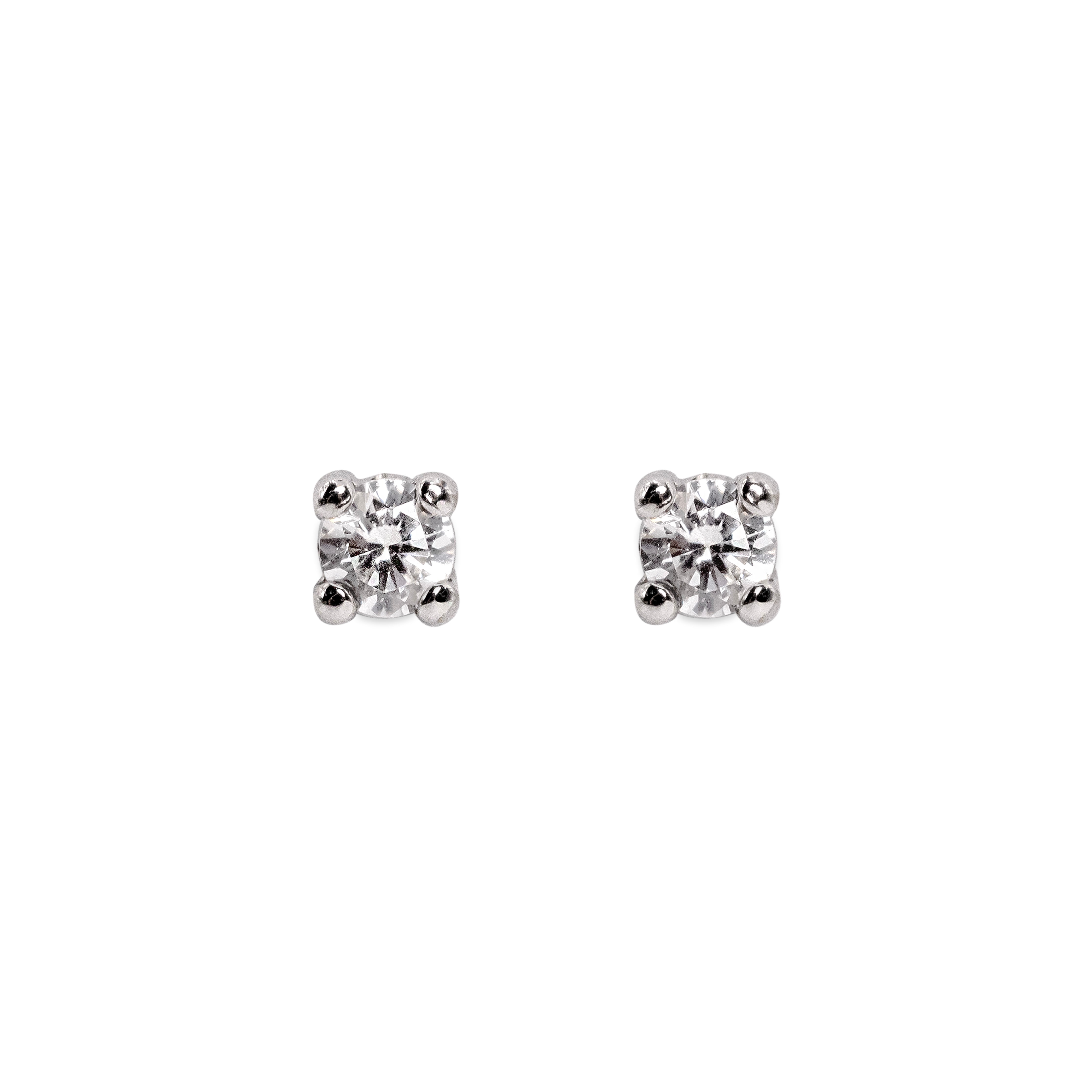 PENDIENTES SOLITARIO 4.4mm ORO BLANCO 18KTS