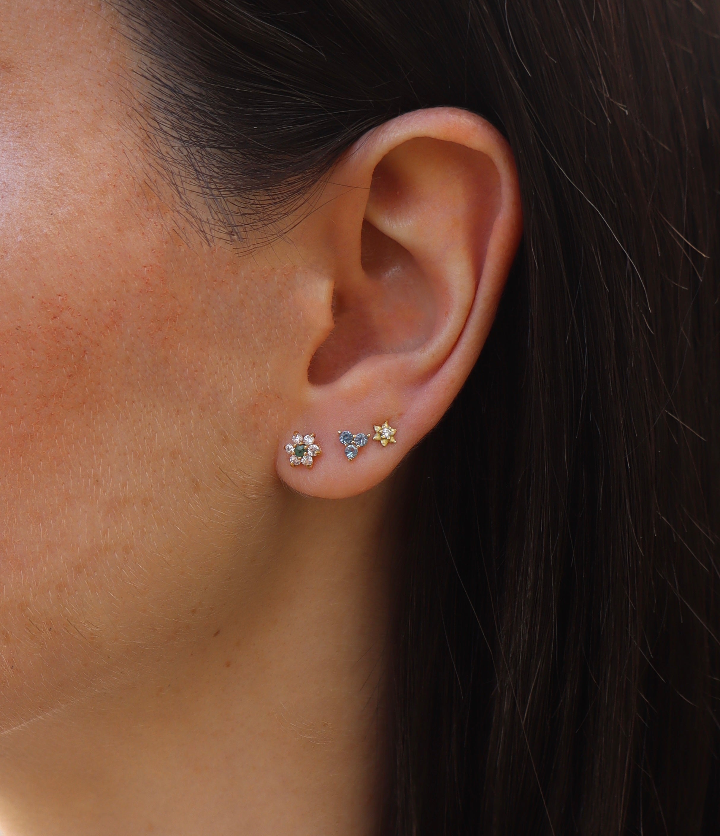 Pendientes Aguamarinas Trebol Oro 18 kt