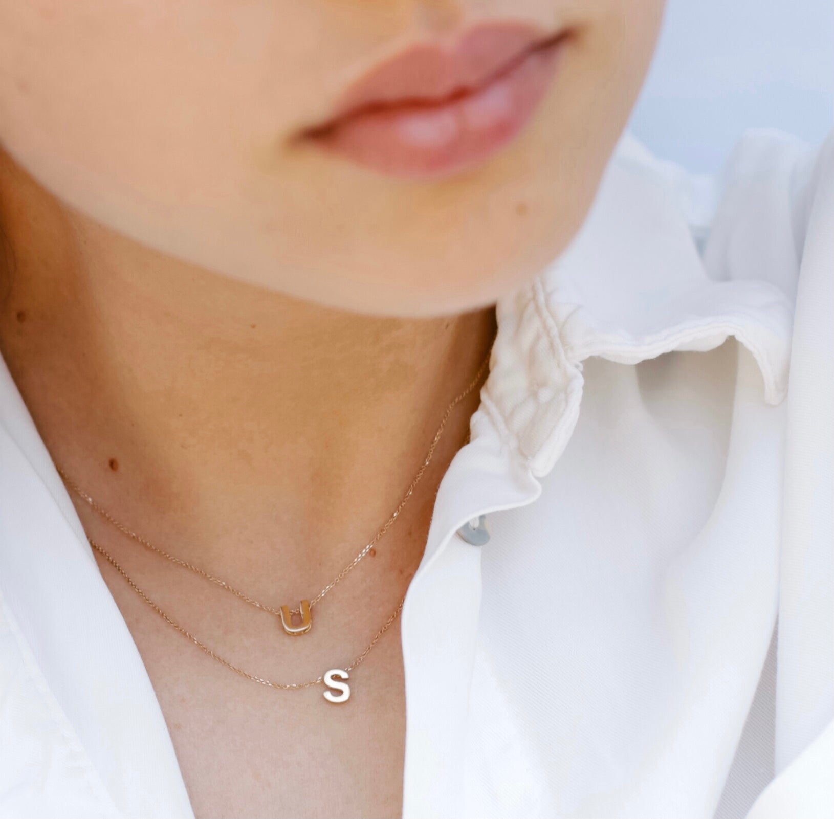 Collar doble cadena dos iniciales Oro 18 Kt