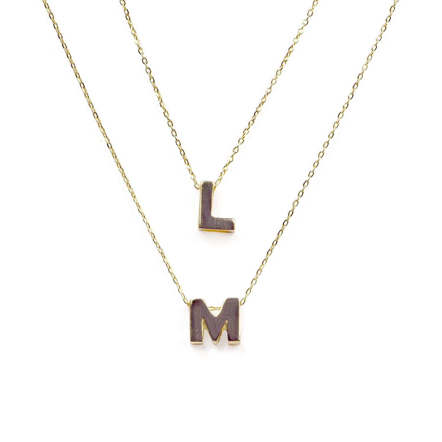 Collar doble cadena dos iniciales Oro 18 Kt