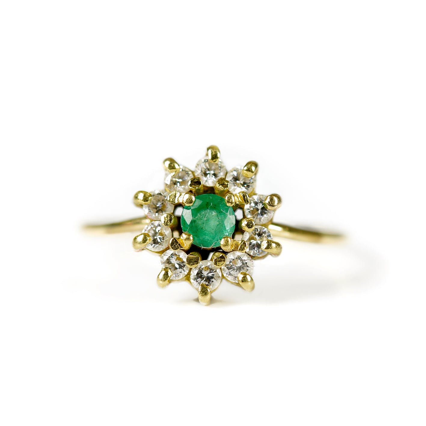 Margarita esmeralda diamantes oro 18kts