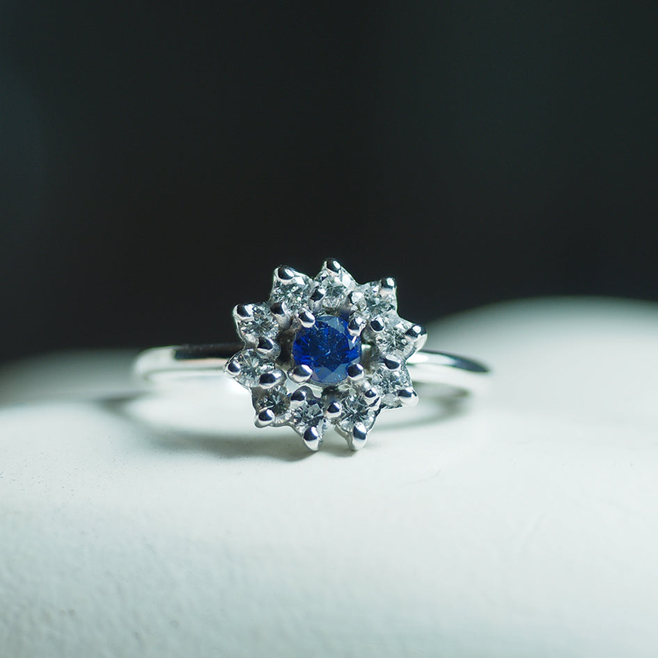 Margarita zafiro diamantes oro 18kts