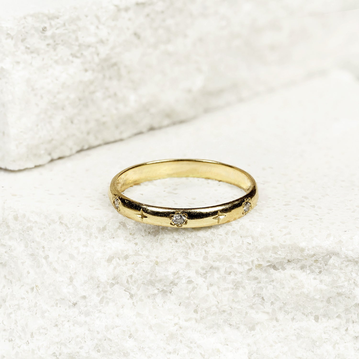 Anillo estrella - flor diamante Oro 18kt