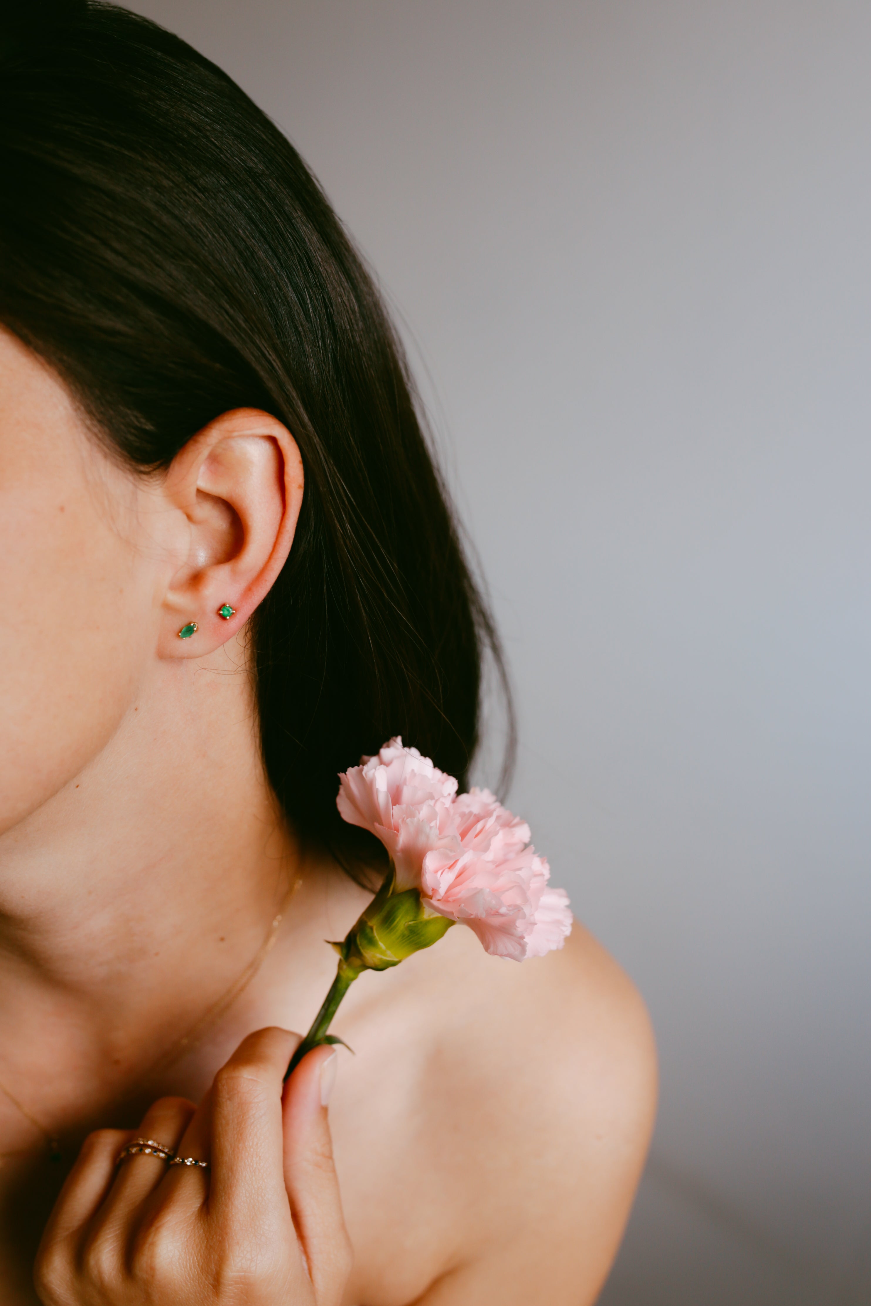 Pendiente Individual Solitario Esmeralda