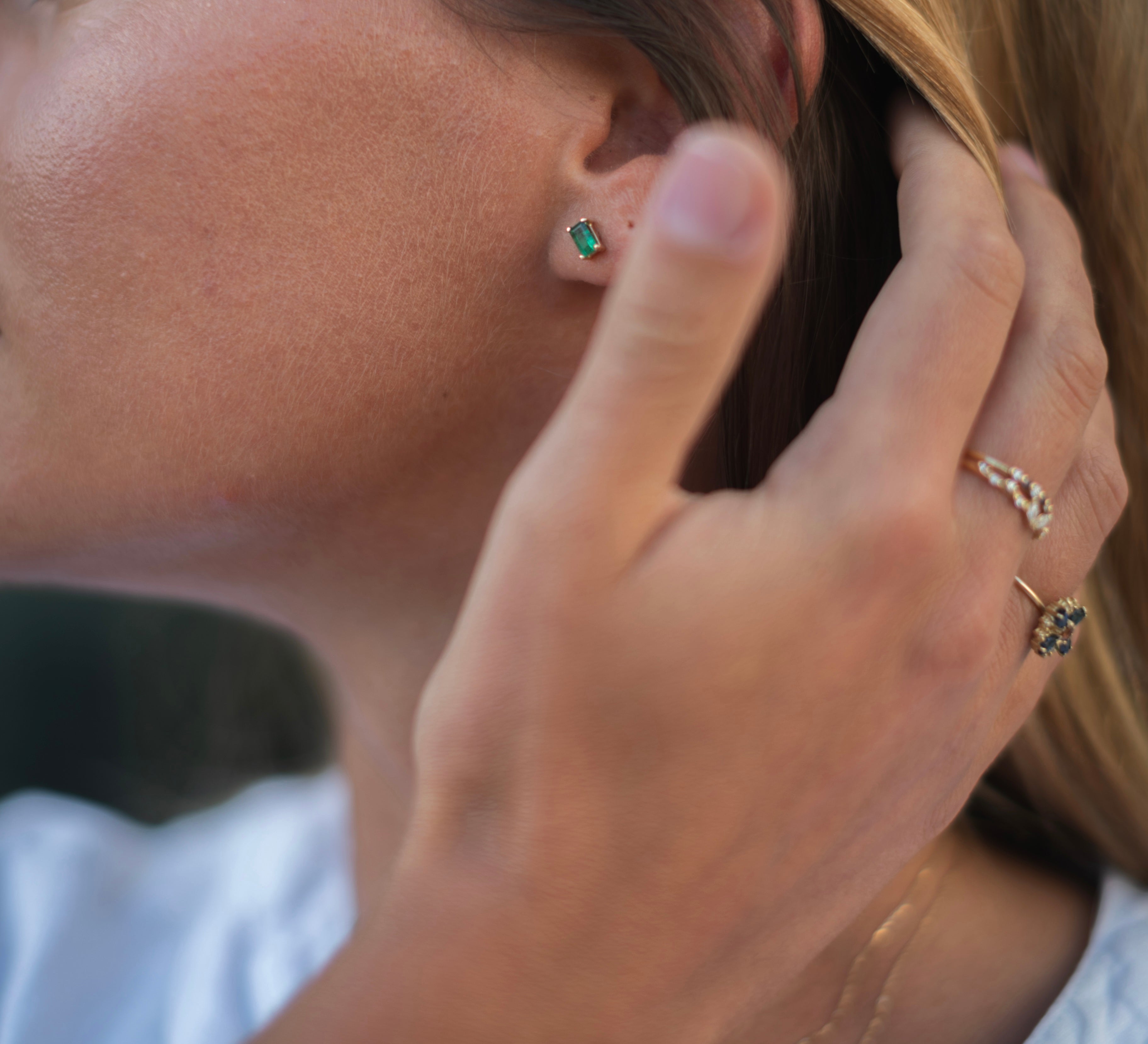 Pendiente Individual Baguette Esmeralda