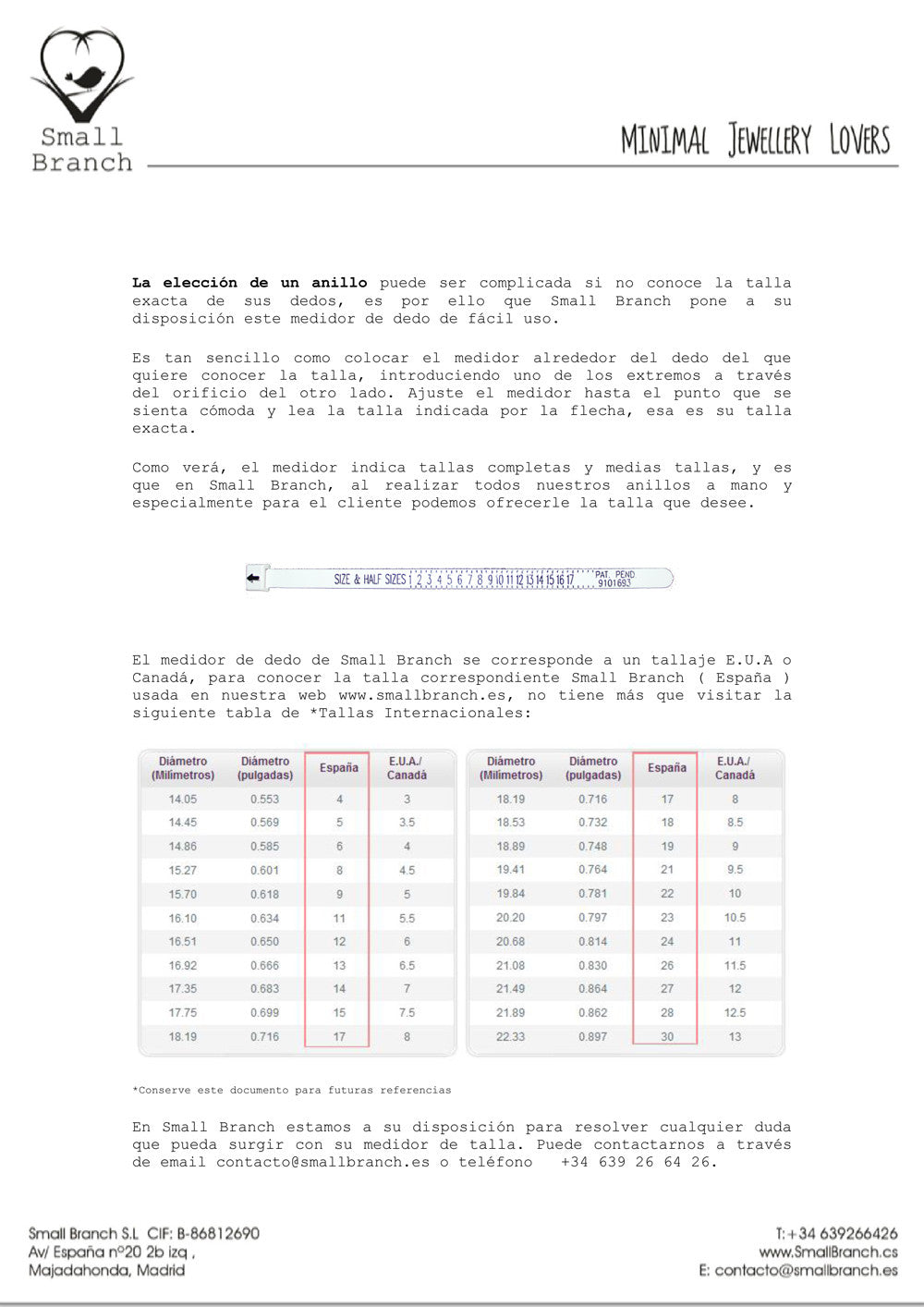 Medidor de Dedo de Small Branch