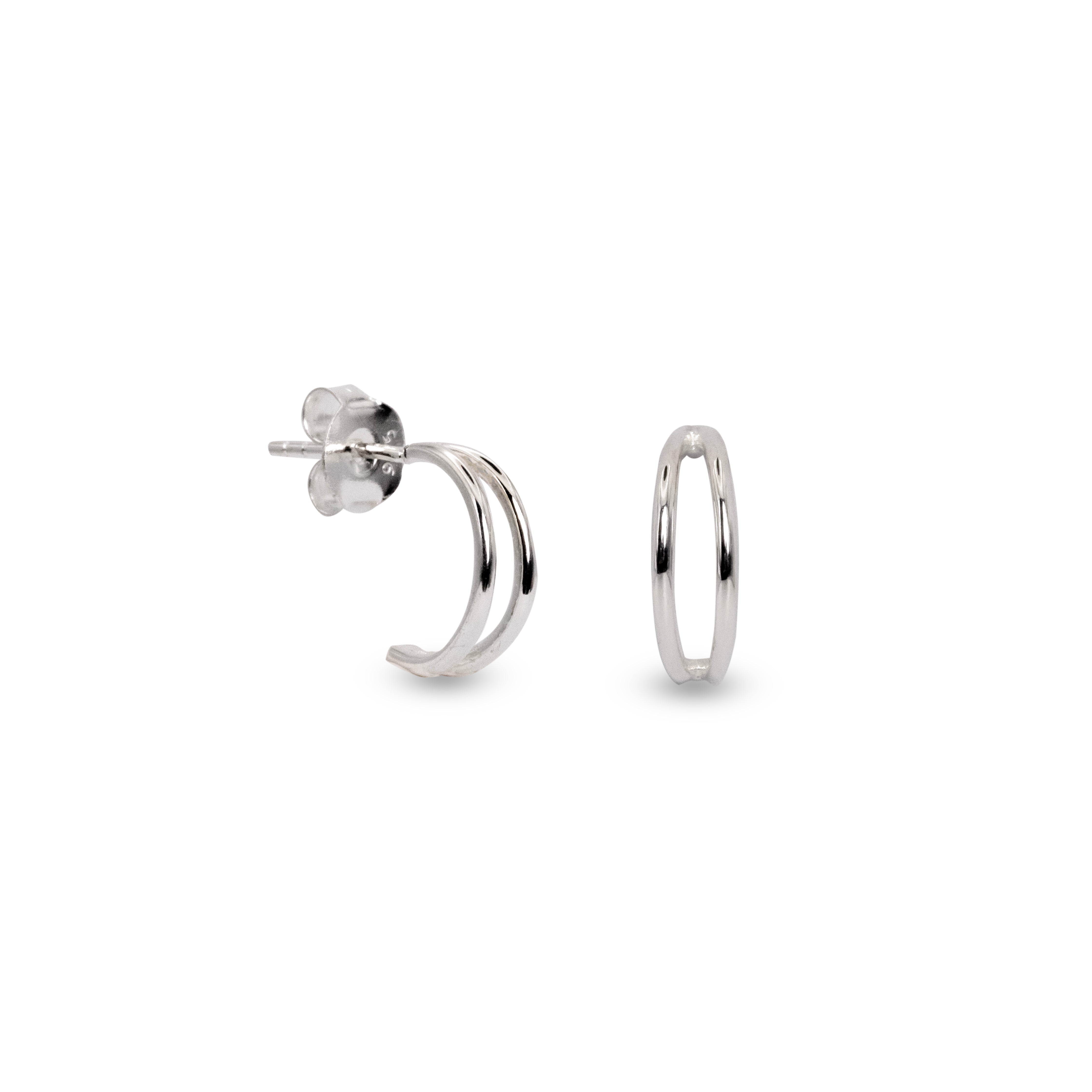 Pendientes de aro doble pequeños plata 925
