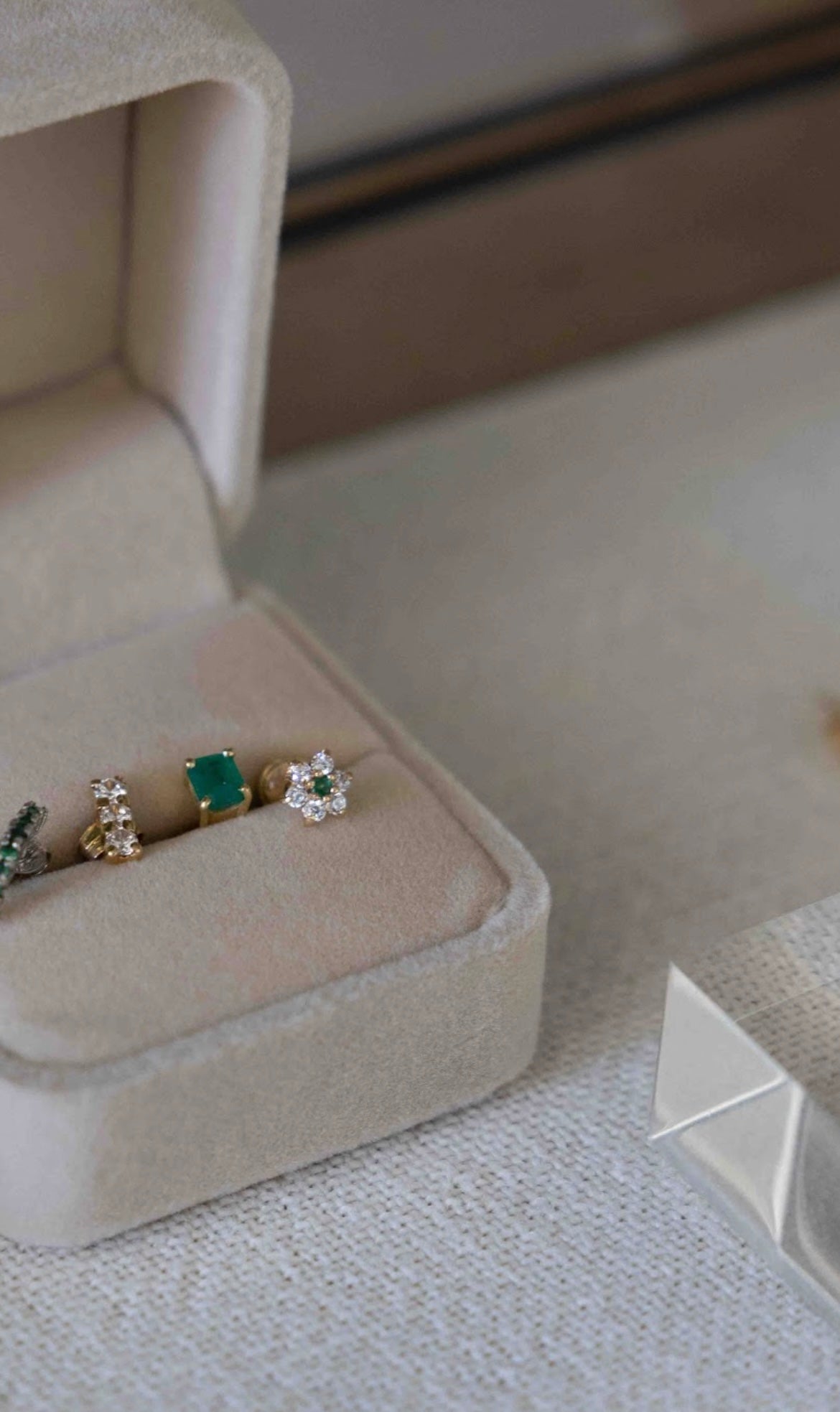 Pendientes Margarita Esmeralda Oro 18 kt