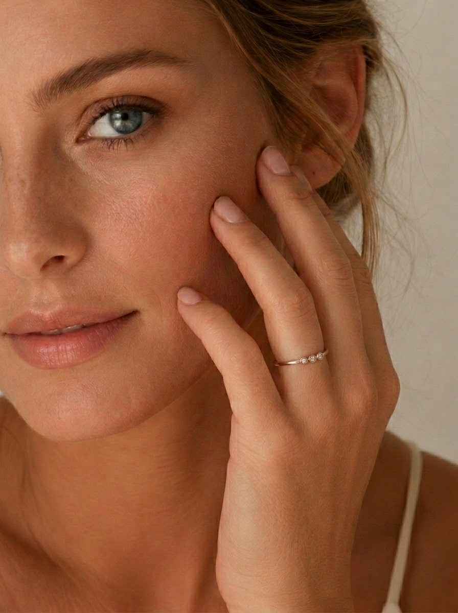 Anillo con tres diamantes