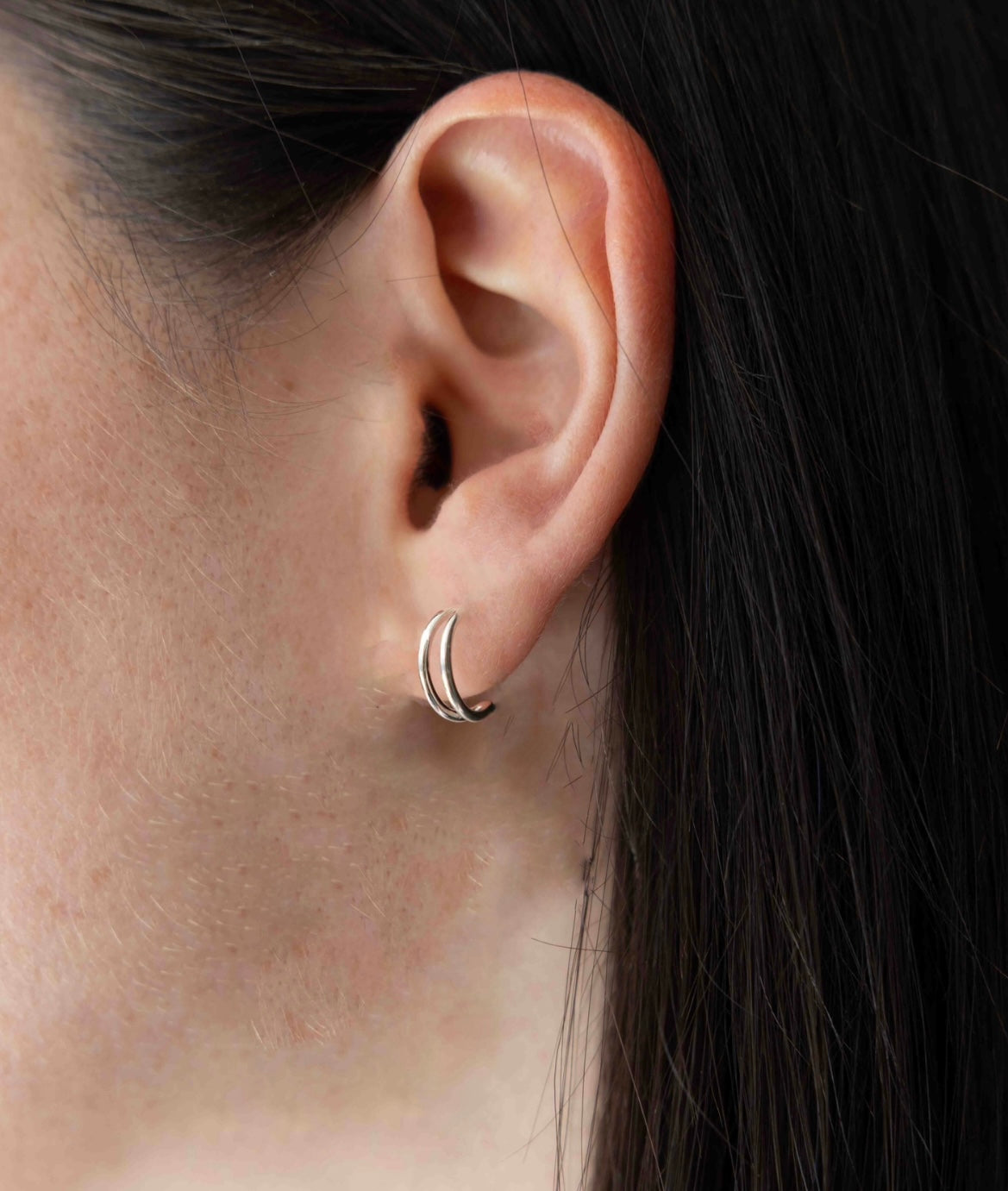 Pendientes de aro doble pequeños plata 925