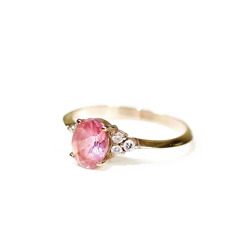 Turmalina con seis diamantes oro rosa