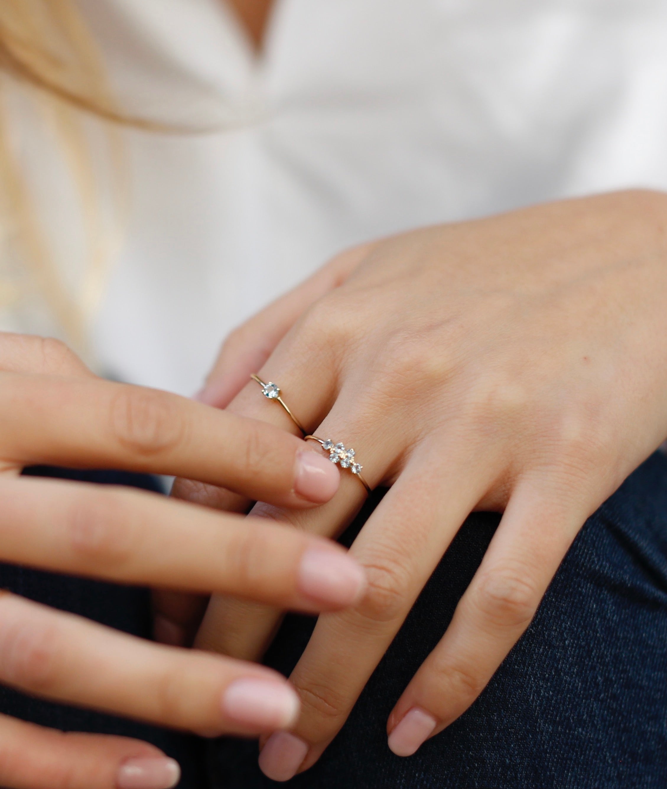 Anillo wheat oro 18 kt y aguamarinas