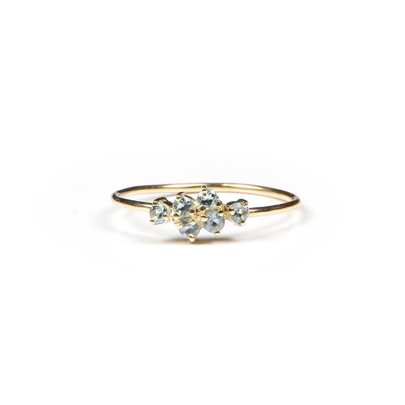 Anillo wheat oro 18 kt y aguamarinas