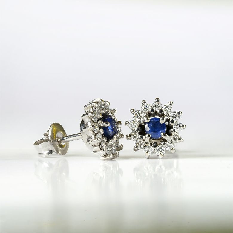 Pendientes Margarita zafiro diamantes