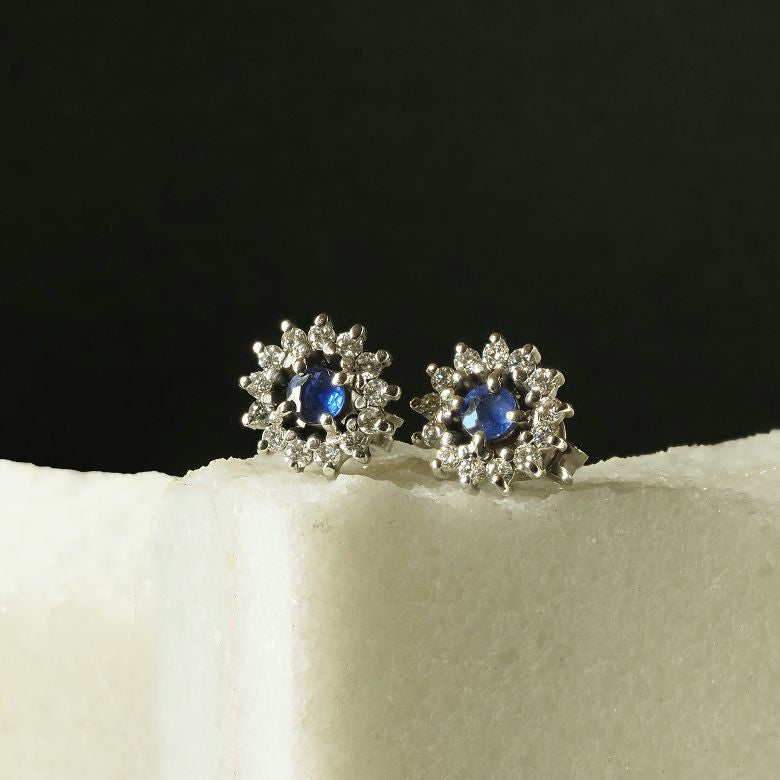 Pendientes Margarita zafiro diamantes
