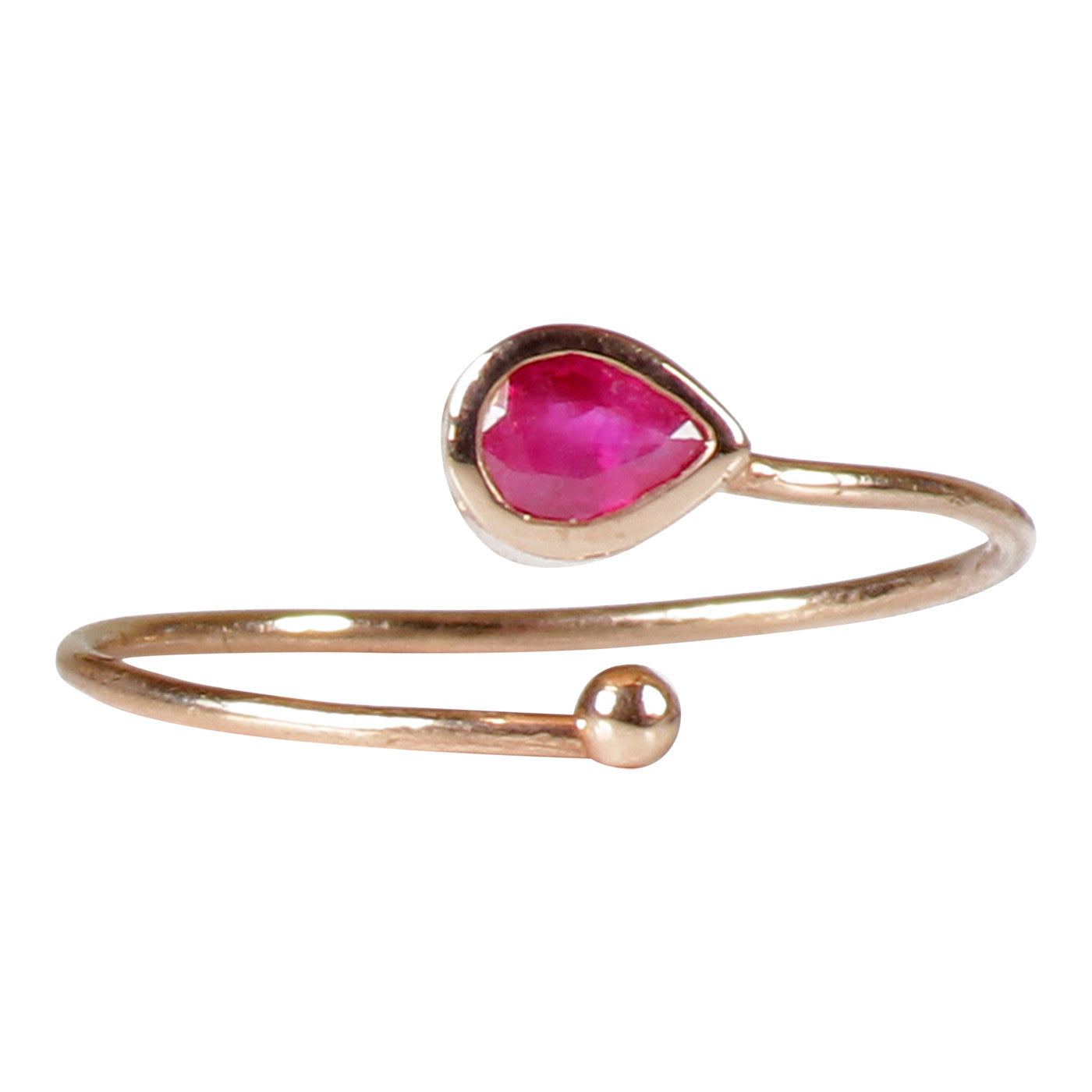 Anillo Gota con Rubí en Oro Rosa 18 K