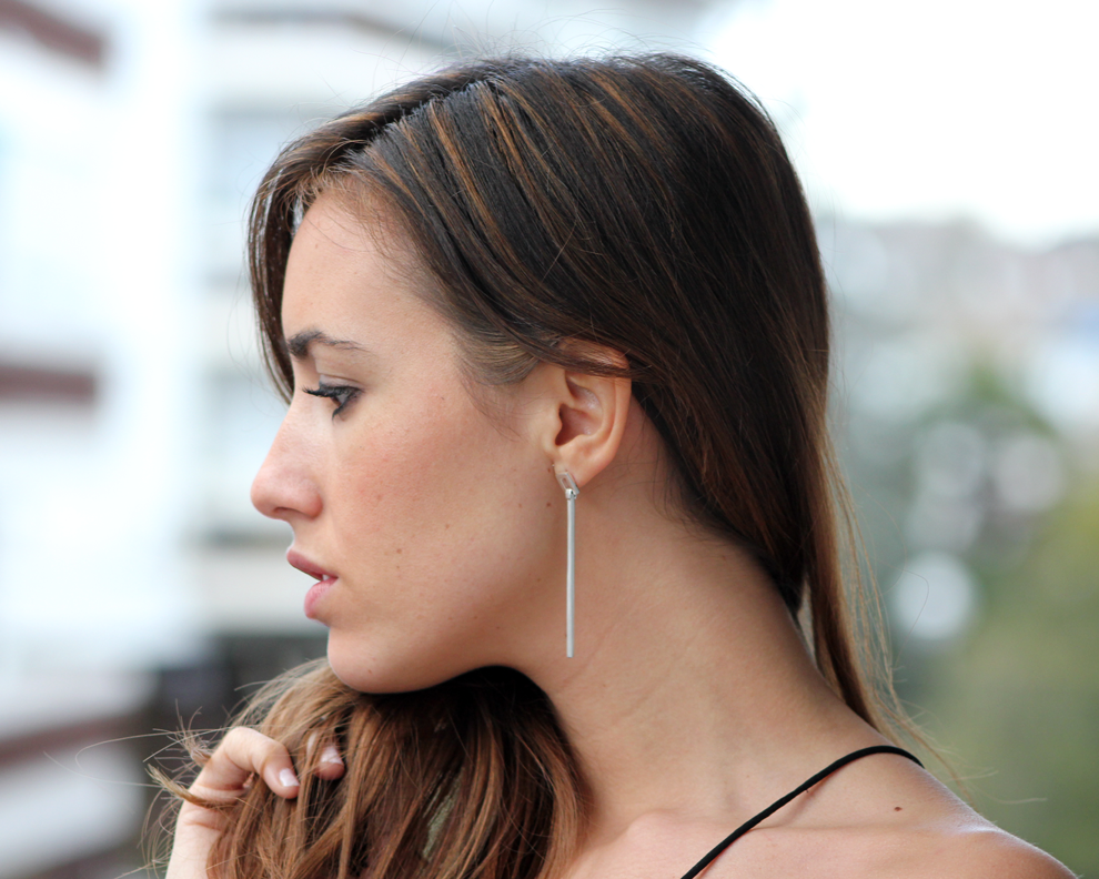 Pareja pendientes tubo plata macizos