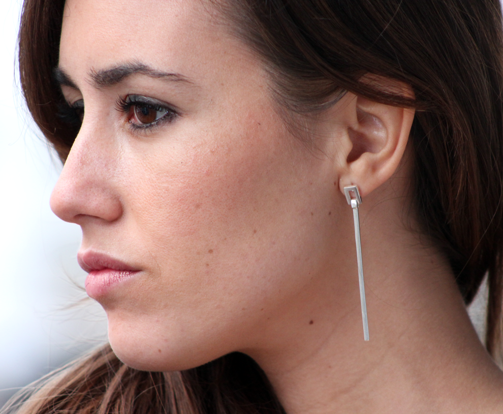 Pareja pendientes tubo plata macizos